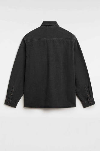 Blouson en denim gris foncé à manches longues de VANS "OFF THE WALL", détail sur le dos.