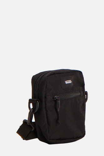 Sac à dos noir de Vans, avec fermeture éclair et patch logo.