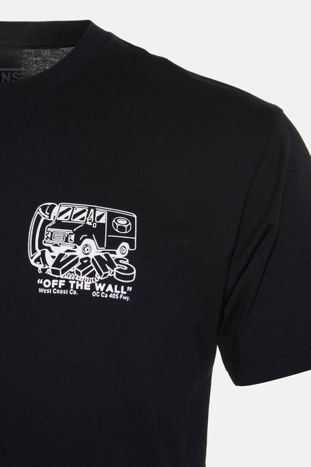 T-shirt à manches courtes noir VANS "OFF THE WALL", avec imprimé blanc d'un van.