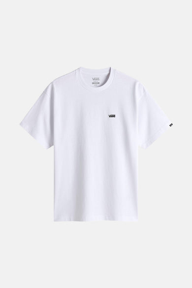 T-shirt blanc à manches courtes de VANS, avec petit logo sur la poitrine et étiquette sur la manche.