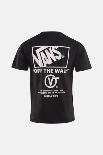 T-shirt noir VANS "OFF THE WALL" avec impression de logo blanc au dos.