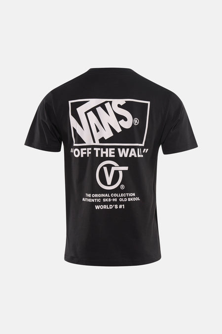 T-shirt noir VANS "OFF THE WALL" avec impression de logo blanc au dos.