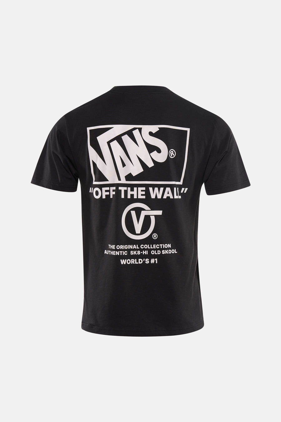 T-shirt noir VANS "OFF THE WALL" avec impression de logo blanc au dos.