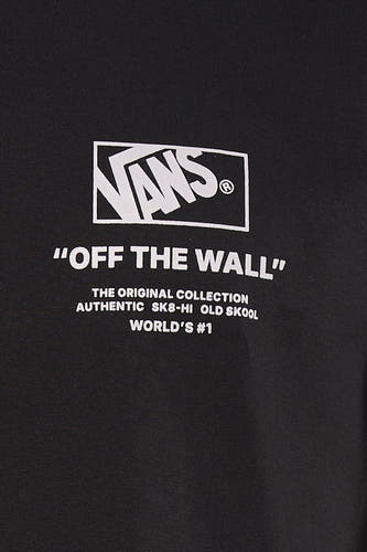 T-shirt noir VANS "OFF THE WALL" avec impression de texte blanc.