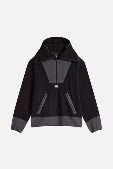 Fleece noir de Vans, avec des accents gris sur le col, la fermeture éclair, les poches et les manchettes.