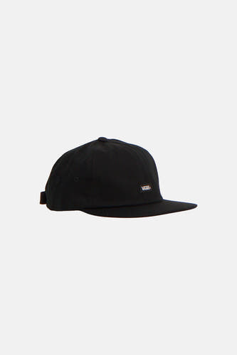 Casquette noire de Vans, avec un petit logo blanc à l'avant.