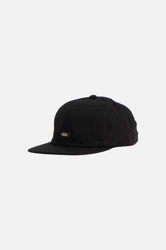 Casquette noire VANS "OFF THE WALL" avec visière et petit logo sur le côté.