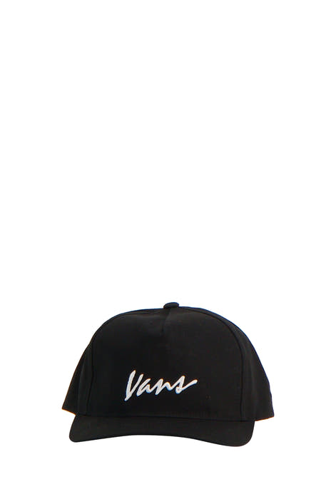 Chapeau noir de Vans, avec un logo brodé blanc à l'avant.