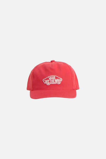 Casque VANS "OFF THE WALL" rouge, avec fermeture ajustable à l'arrière.