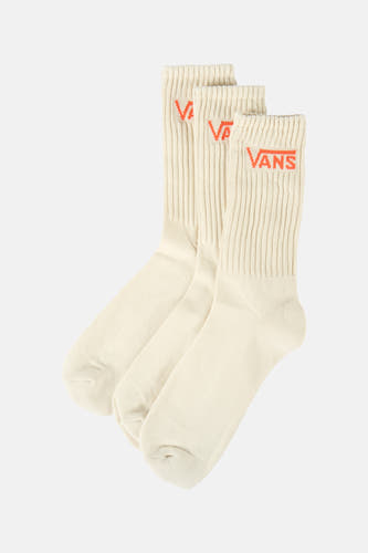 Multipack chaussettes écru VANS "OFF THE WALL", avec structure côtelée et accents de logo orange en haut.
