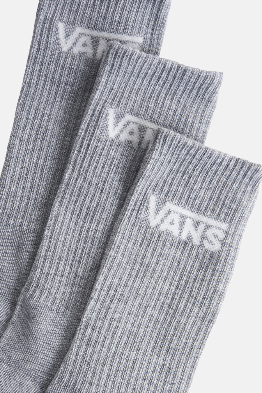 Chaussettes grises (multipack) de Vans avec une texture rayée et des détails de logo blancs.