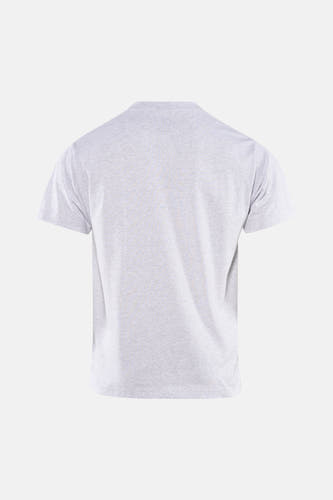 Grijs T-shirt van VANS “OFF THE WALL”, achterkant weergegeven, met een effen kleur en korte mouwen.