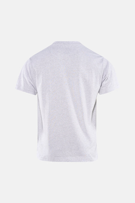 Grijs T-shirt van VANS “OFF THE WALL”, achterkant weergegeven, met een effen kleur en korte mouwen.