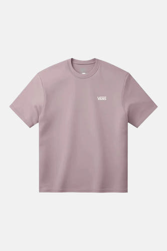 T-shirt rose à manches courtes de VANS, avec un petit logo blanc sur la poitrine.