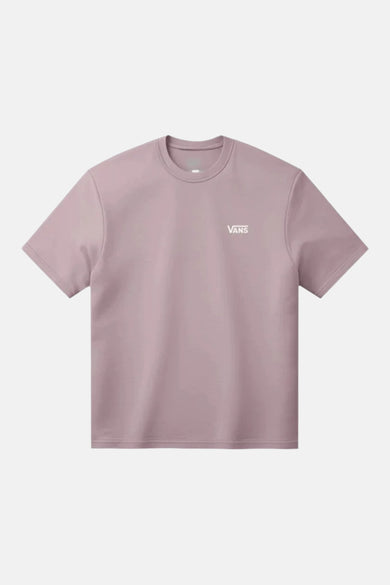 T-shirt rose à manches courtes de VANS, avec un petit logo blanc sur la poitrine.