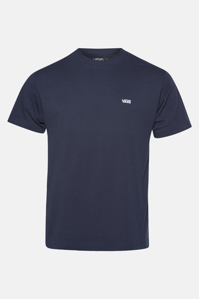 T-shirt bleu à manches courtes de VANS "OFF THE WALL", uni et identique sur l'arrière.