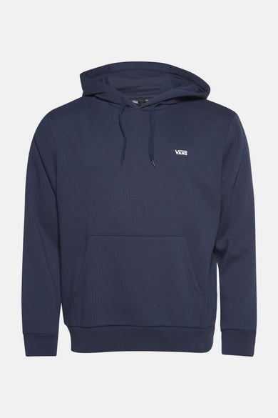 Pull-over bleu avec capuche Vans, avec un petit logo blanc sur la poitrine et une poche kangourou.