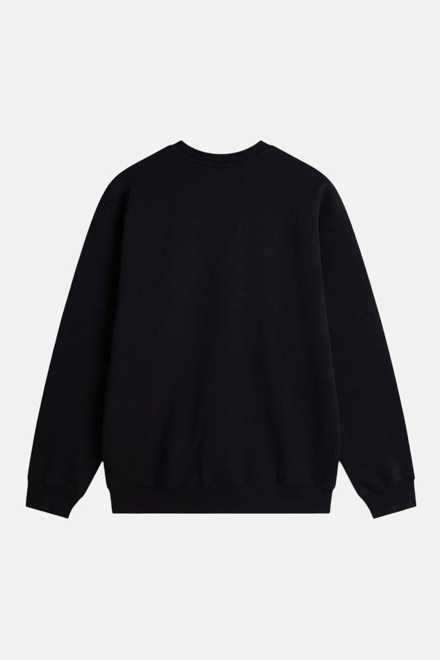 Sweat-shirt noir à col rond VANS "OFF THE WALL", dos visible, tissu uni et manches longues.