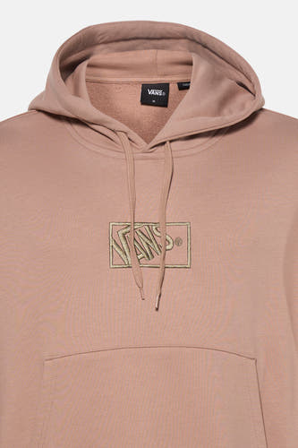 Pull beige à capuche Vans, avec logo brodé sur la poitrine et poche kangourou.
