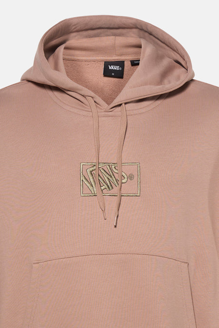Pull beige à capuche Vans, avec logo brodé sur la poitrine et poche kangourou.