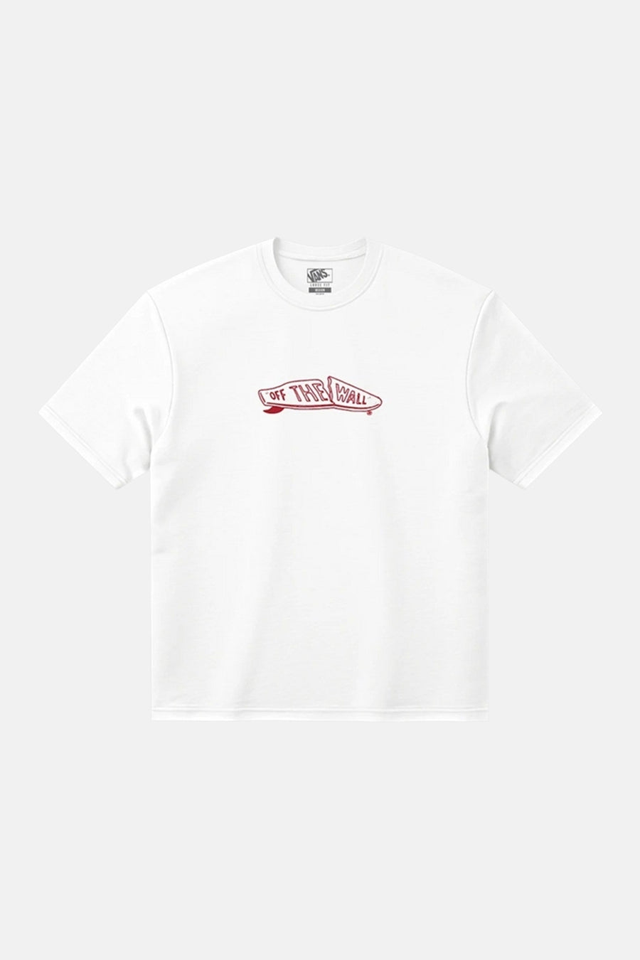 T-shirt blanc à manches courtes VANS "OFF THE WALL", avec logo skateboard déconstruit sur la poitrine.