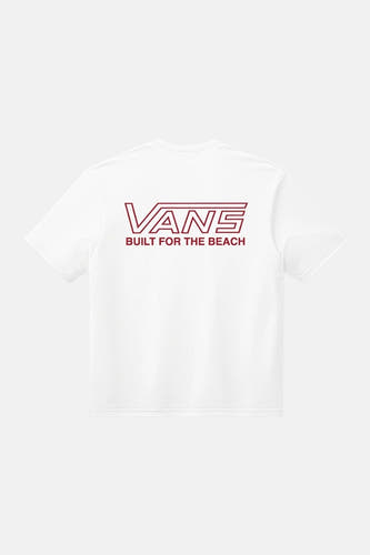 T-shirt blanc à manches courtes VANS "OFF THE WALL", avec un logo rouge au dos.