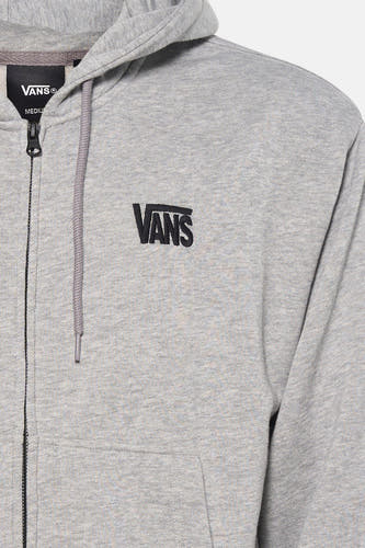 Gilet gris VANS "OFF THE WALL" avec fermeture éclair et capuche, avec cordon de serrage et logo.