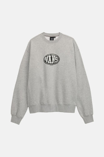 Sweat-shirt gris VANS "OFF THE WALL", avec un logo ovale sur la poitrine.