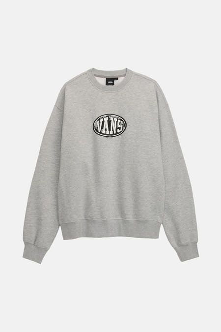 Sweat-shirt gris VANS "OFF THE WALL", avec un logo ovale sur la poitrine.