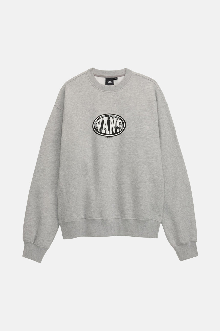 Sweat-shirt gris VANS "OFF THE WALL", avec un logo ovale sur la poitrine.