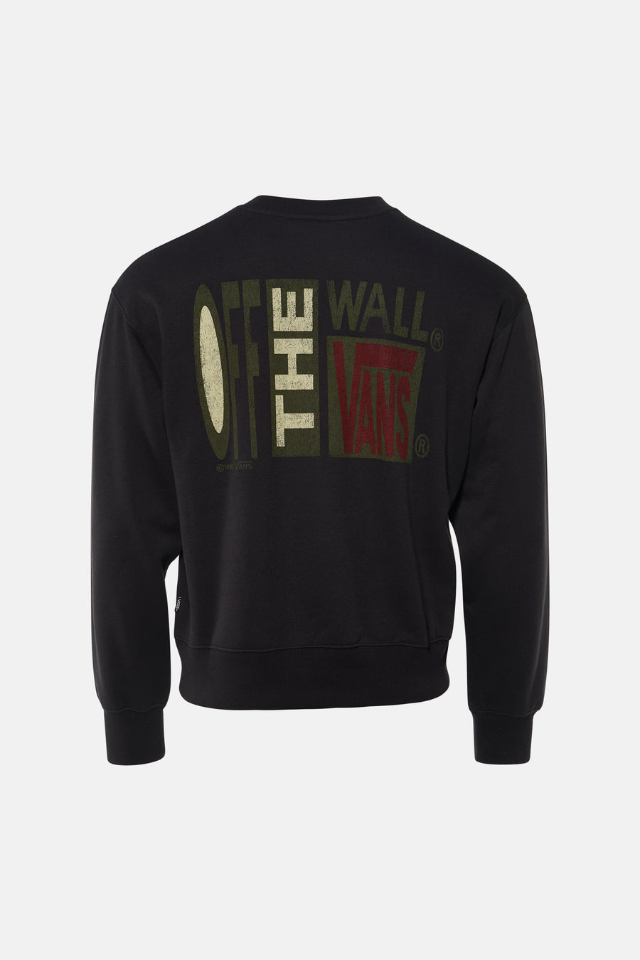 Sweatshirt noir VANS "OFF THE WALL" avec impression du logo au dos.