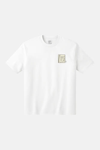 T-shirt blanc à manches courtes VANS "OFF THE WALL", avec petit logo sur la poitrine.