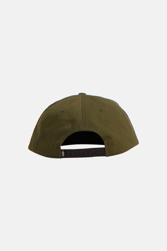Groene pet van VANS met zwarte snapbacksluiting en VANS-label, rugaanzicht.