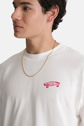 Wit T-shirt met korte mouwen van VANS “OFF THE WALL”, met kleine rode opdruk.