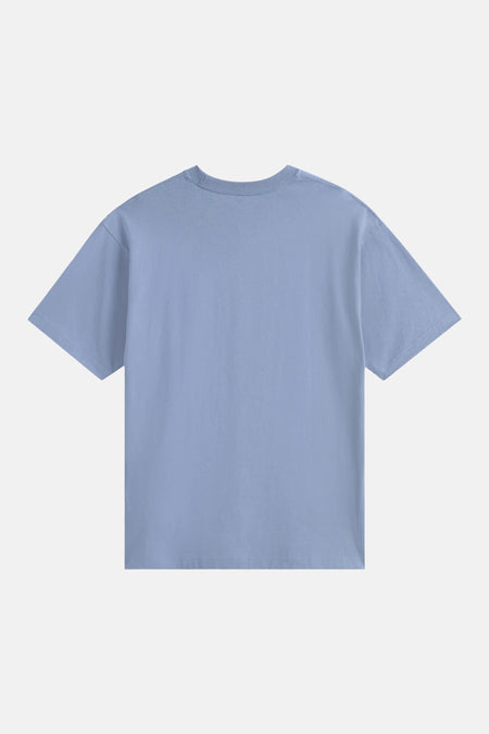 T-shirt bleu VANS "OFF THE WALL", design uni, manches courtes et col rond, dos affiché.
