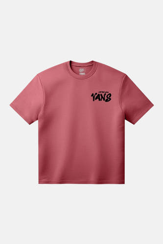 T-shirt rouge à manches courtes VANS "OFF THE WALL", avec un logo noir sur la poitrine.