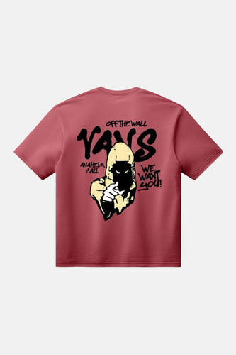 T-shirt rouge à manches courtes VANS "OFF THE WALL", avec un imprimé graphique au dos.