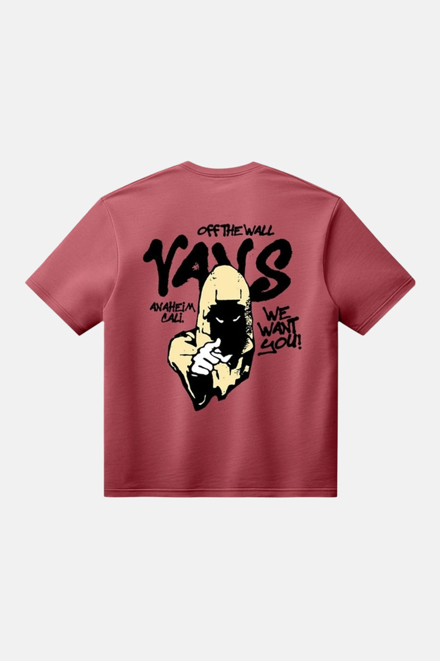 T-shirt rouge à manches courtes VANS "OFF THE WALL", avec un imprimé graphique au dos.
