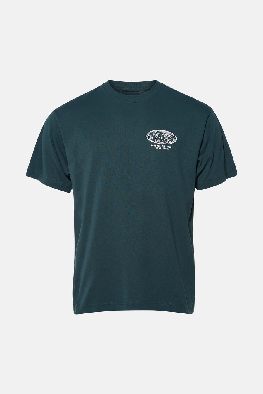 T-shirt vert VANS "OFF THE WALL" avec un logo blanc sur la poitrine.