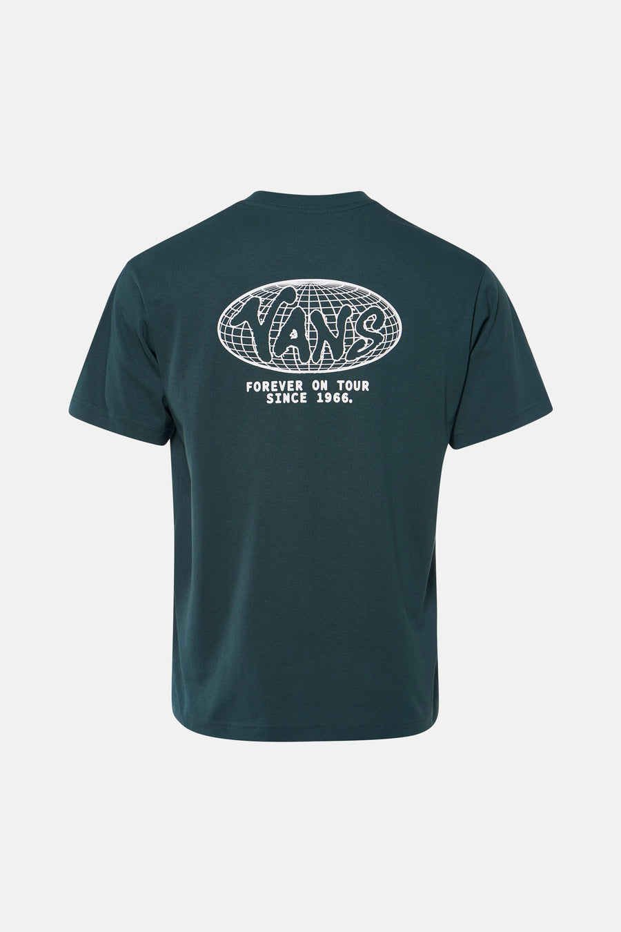 T-shirt vert de VANS "OFF THE WALL" avec impression de logo blanche au dos.