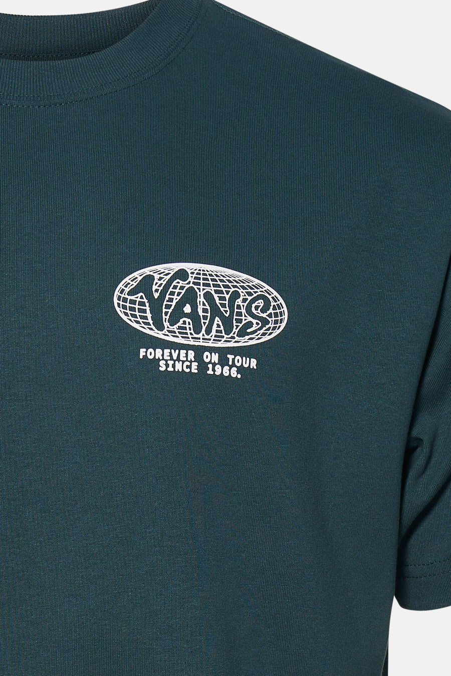 T-shirt vert VANS "OFF THE WALL" avec imprimé blanc du logo sur la poitrine.