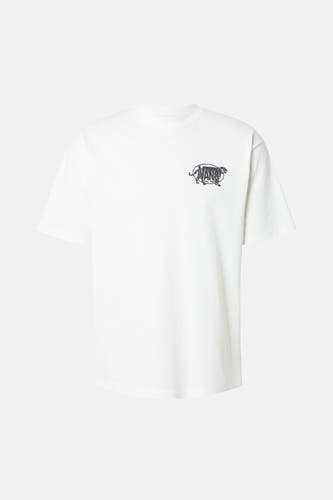 T-shirt blanc à manches courtes VANS "OFF THE WALL", avec un logo tigre imprimé sur la poitrine.