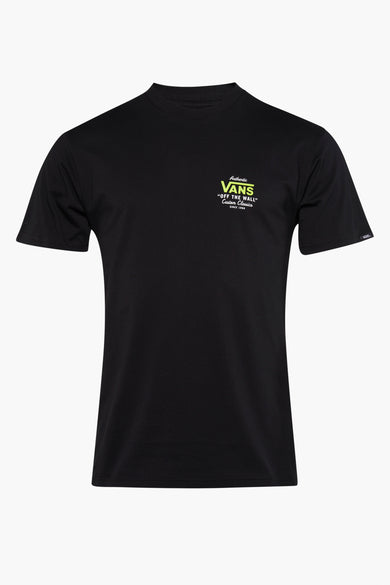 T-shirt noir VANS "OFF THE WALL" avec un logo sur la poitrine.