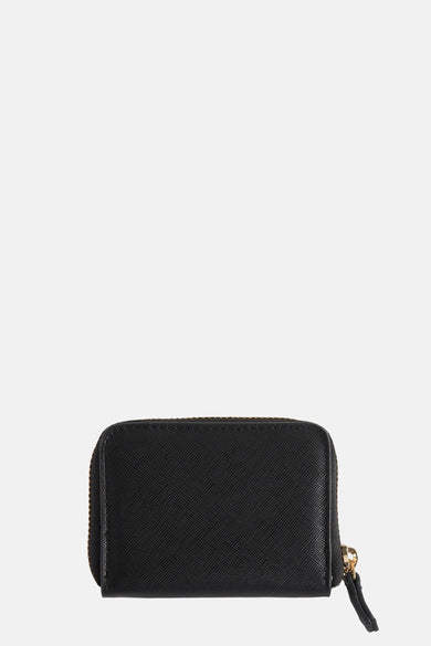 Portefeuille noir VALENTINO BAGS, avec fermeture éclair dorée et tirette de fermeture éclair noire.