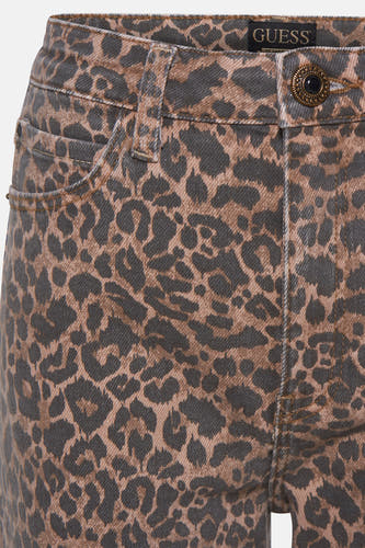 Pantalon brun Guess avec une imprimé de léopard et et et boutonnée.