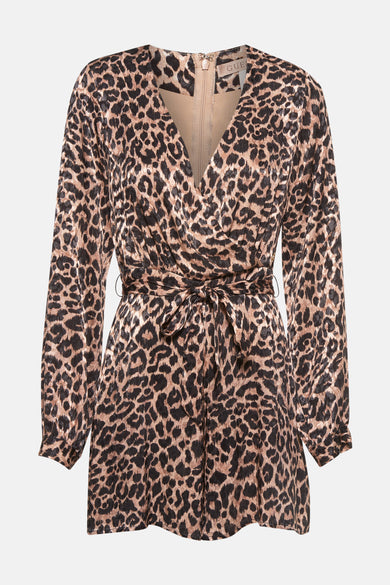 Combinaison brune de Guess avec imprimé léopard et longues manches, à taille élastiquée.