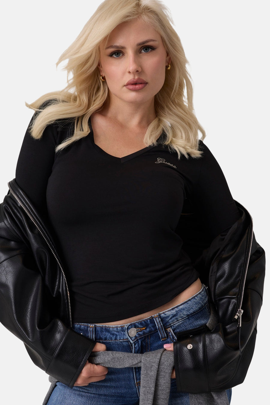 Top uni manche longue noir - Guess®