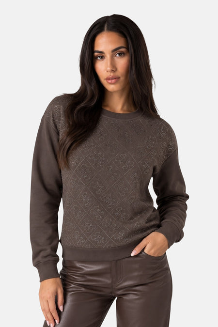 Sweat col O - brun