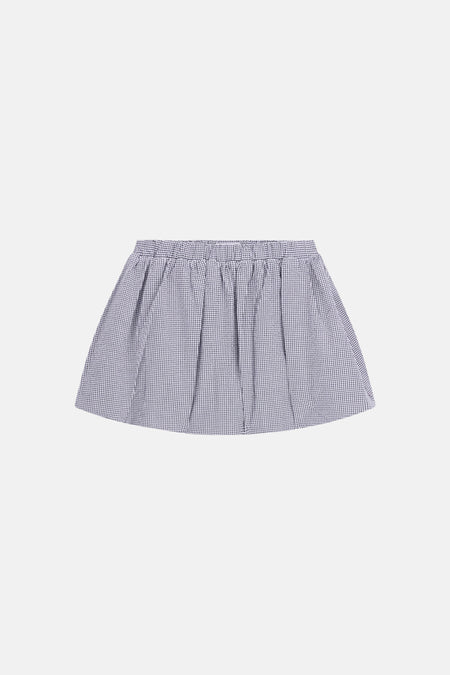 Jupe noire Guess® à motif à carreaux, détail plissé et taille élastique.
