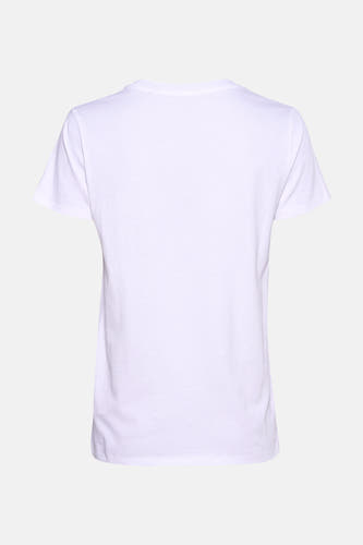 T-shirt blanc à manches courtes de Guess®, en tissu lisse et col rond, dos.